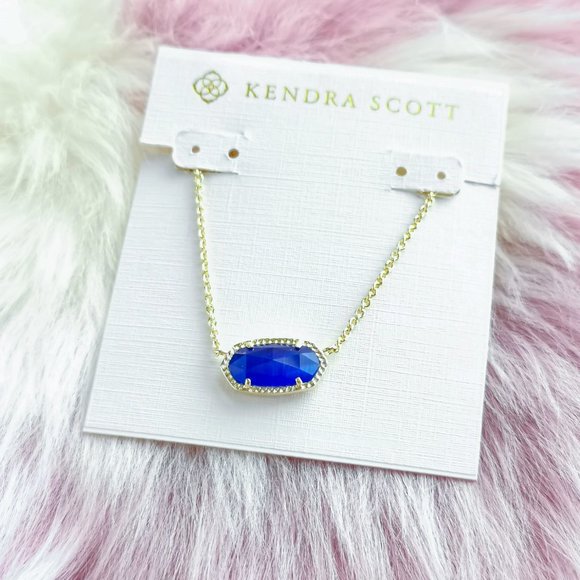 Gold Elisa Cobalt Cat's Eye Pendant Necklace - Picture 1 of 3